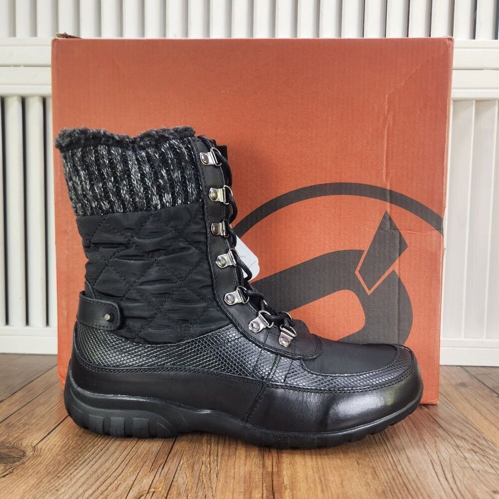 Propet Delaney Frost Womens Sz 6.5 M Black Leather Winter Outdoor Boots WFV032S